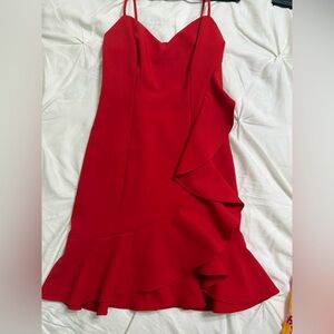 Likely Red Ruffled Bodycon Mini Dress